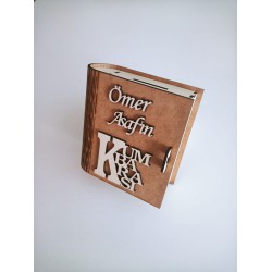 İsme Özel Ham Ahşap Kitap Kumbara