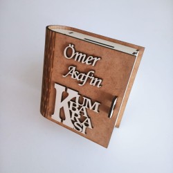 İsme Özel Ham Ahşap Kitap Kumbara