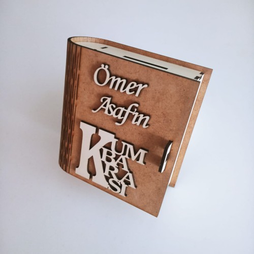İsme Özel Ham Ahşap Kitap Kumbara