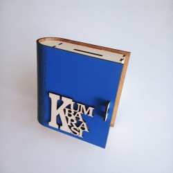İsme Özel Mavi Ahşap Kitap Kumbara