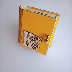 İsme Özel Sarı Ahşap Kitap Kumbara