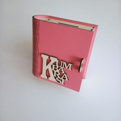 İsme Özel Pembe Ahşap Kitap Kumbara