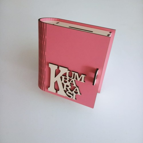 İsme Özel Pembe Ahşap Kitap Kumbara