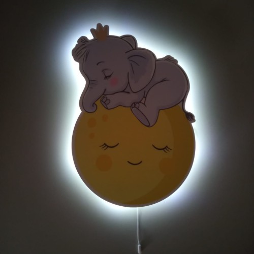 Sarı Dünya Üstünde Fil Led Aydınlatma