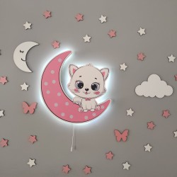 Pembe Ayda Kedi Led Aydınlatma Seti