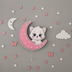 Pembe Ayda Kedi Led Aydınlatma Seti