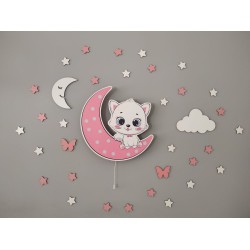 Pembe Ayda Kedi Led Aydınlatma Seti