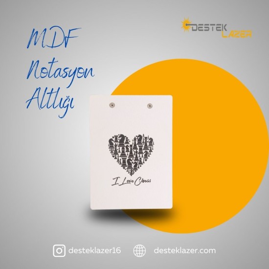MDF Notasyon Altlığı I Love Chess Desenli