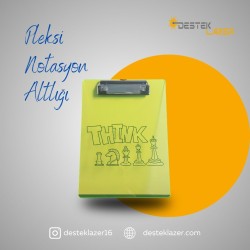 Sarı Neon Pleksi Notasyon Altlığı Think Desenli