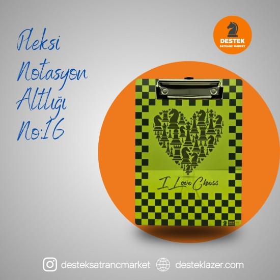 Neon Pleksi Notasyon Altlığı I Love ChessDesenli No:16