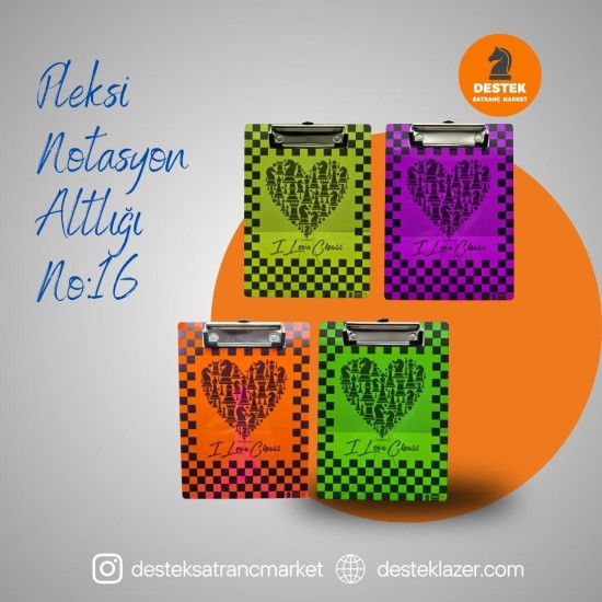 Neon Pleksi Notasyon Altlığı I Love ChessDesenli No:16