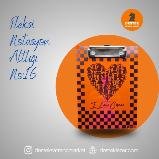 Neon Pleksi Notasyon Altlığı I Love ChessDesenli No:16