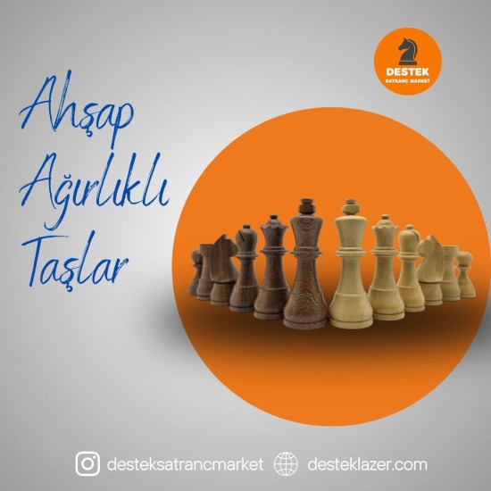 Ahşap Ağırlıklı Satranç Taşları (95mm) Yedek Vezirli