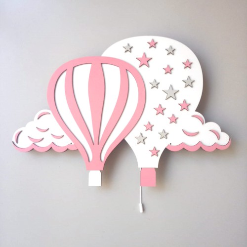Pembe Yıldızlı Bulutlu Balon Led Aydınlatma